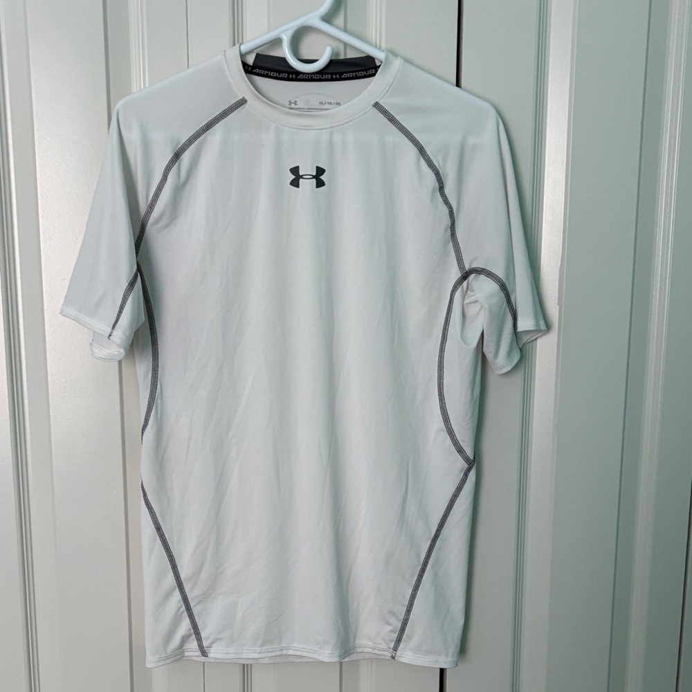 Under Armour Men's White Short Sleeve Compression Tee XL worn